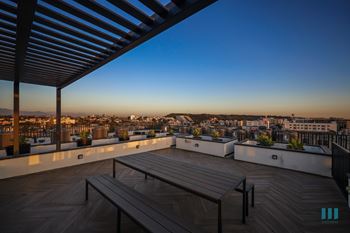 La sunset views from the rooftop deck at motor midway